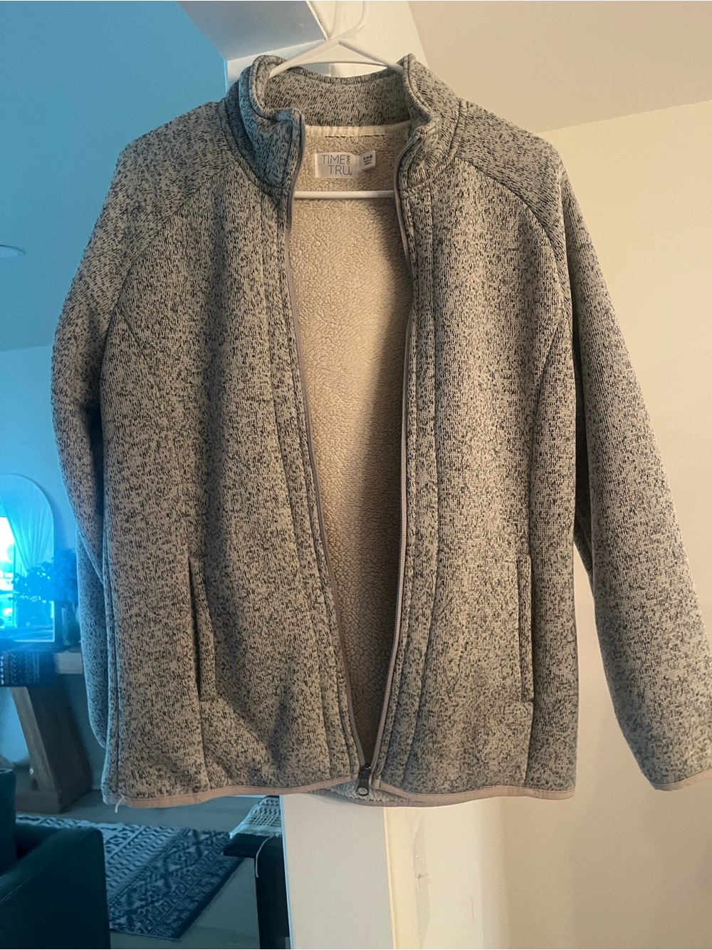 Jordan Cream and Gray Sherpa-Lined Jacket